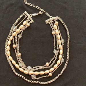 Sabika Multi-Strand Silver and Pearl Necklace